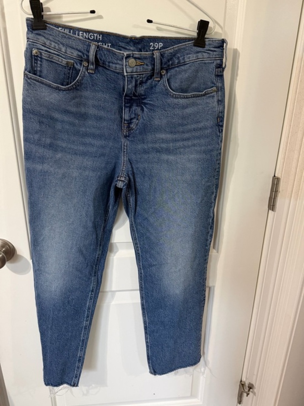 J.Crew Classic Straight Jeans Size 29P Petite Medium Wash Raw Hem